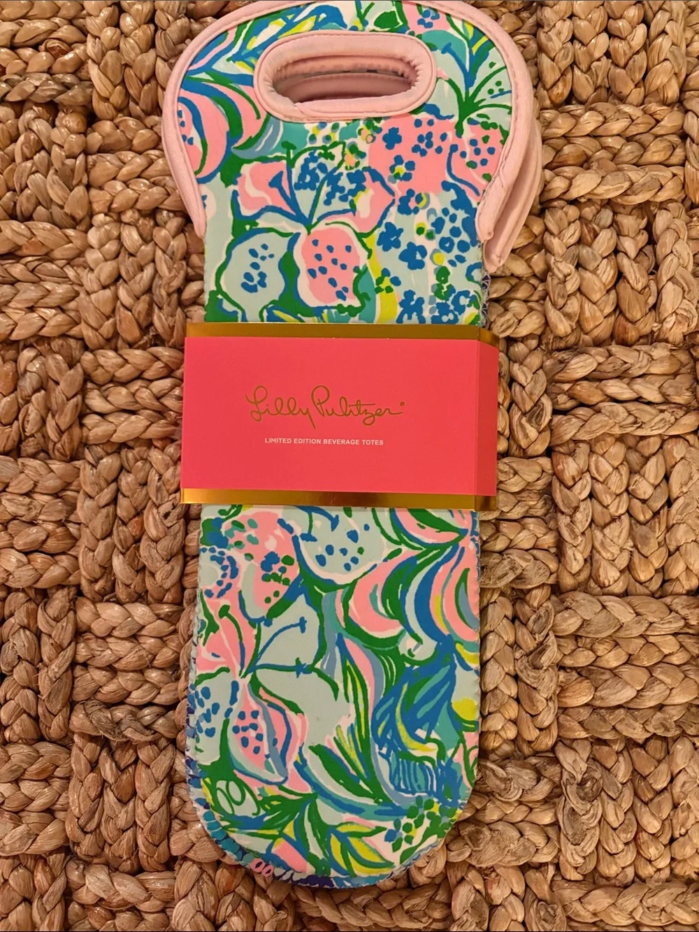 Two pack of Lilly Pulitzer Multi-Color Neoprene Bottle Totes